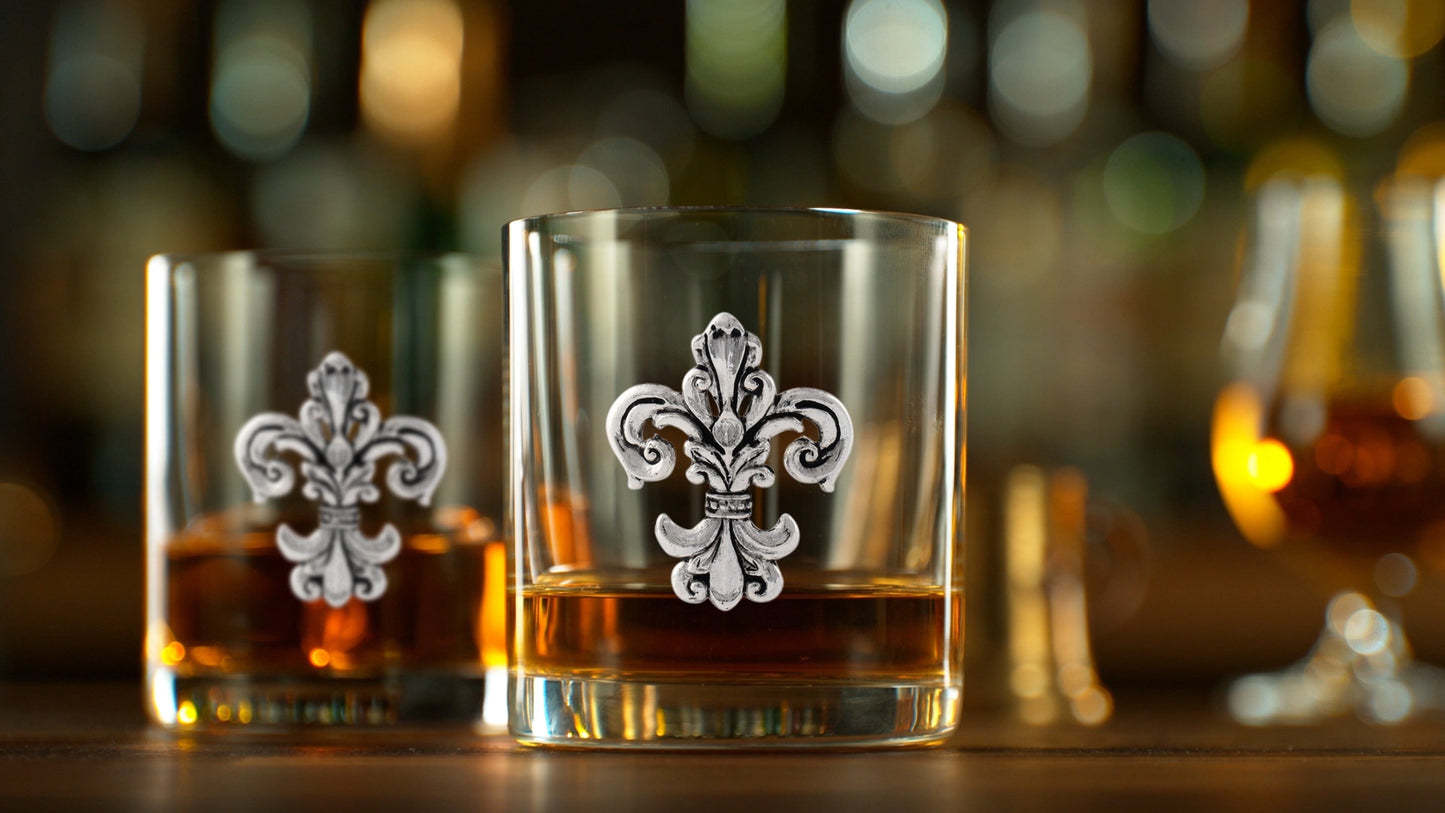 Fleur-de-Lis Bar Glasses Set of 4
