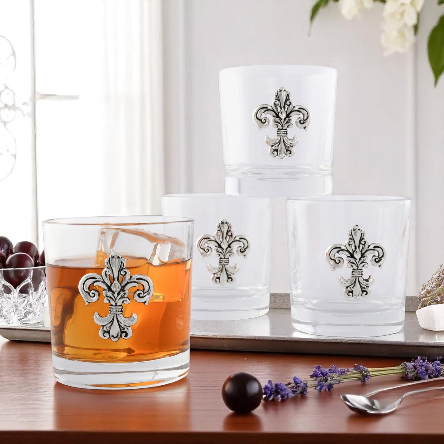 Fleur-de-Lis Bar Glasses Set of 4