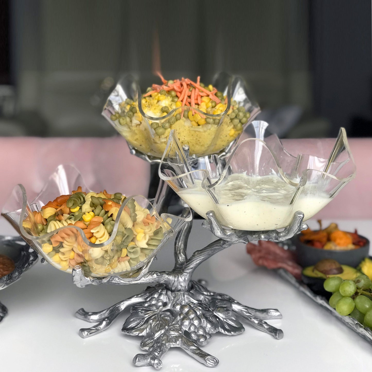 Grape Acrylic Bowls 3-Tiered Stand