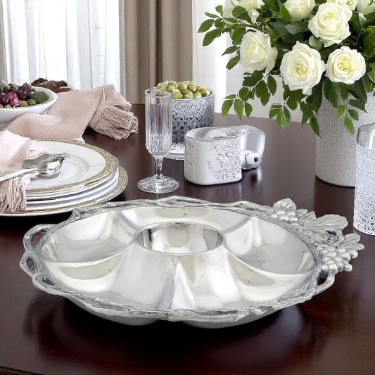 Grape Open Vine Round Tray 5-Section