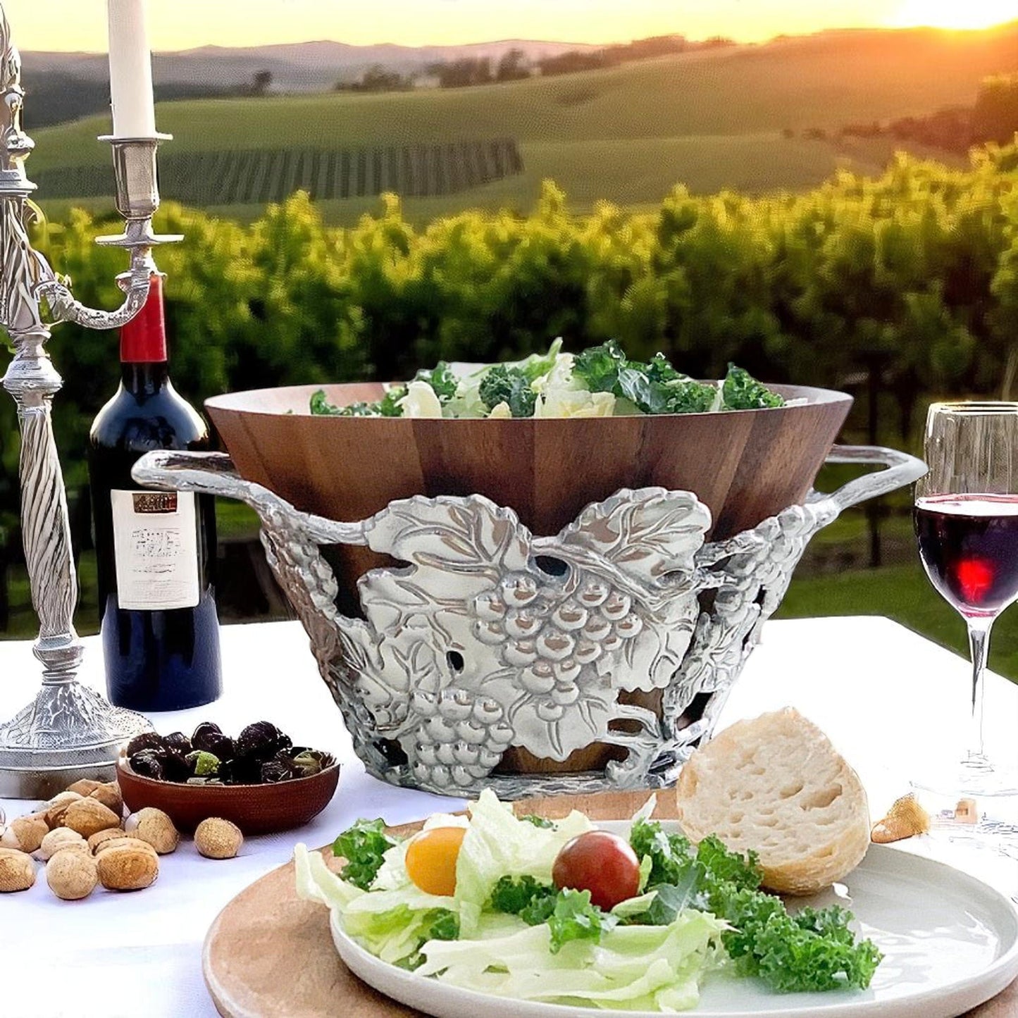 Grape Wood Tall Salad Bowl