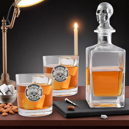 Skull Decanter Set with a set Double old Glasses