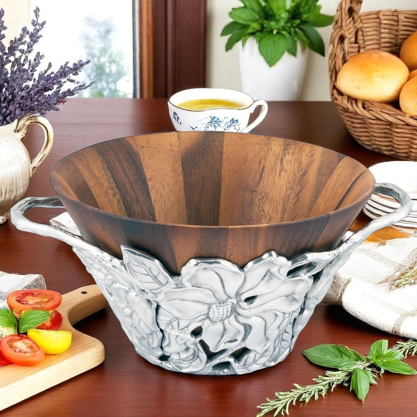 Magnolia Wood Tall Salad Bowl