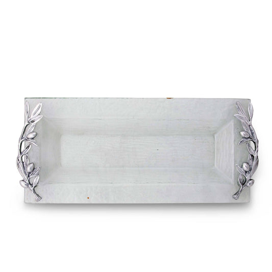 Olive Oblong Glass Serving Tray