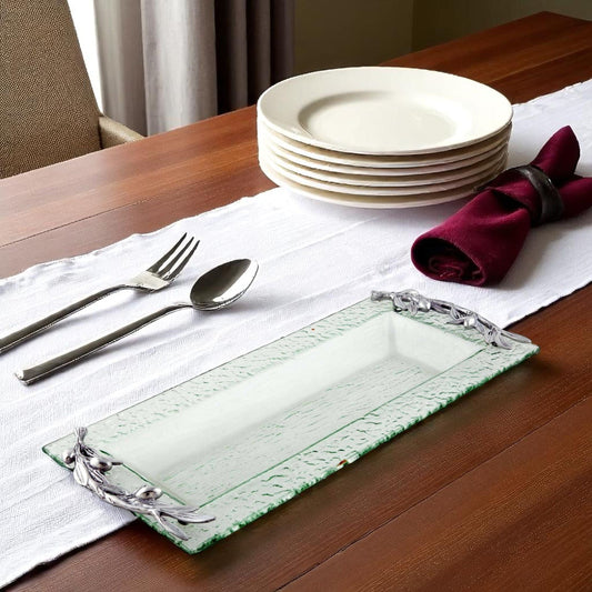 Olive Oblong Glass Serving Tray