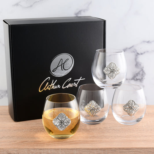 Concho Stemless Wine Glasses - Set of 4