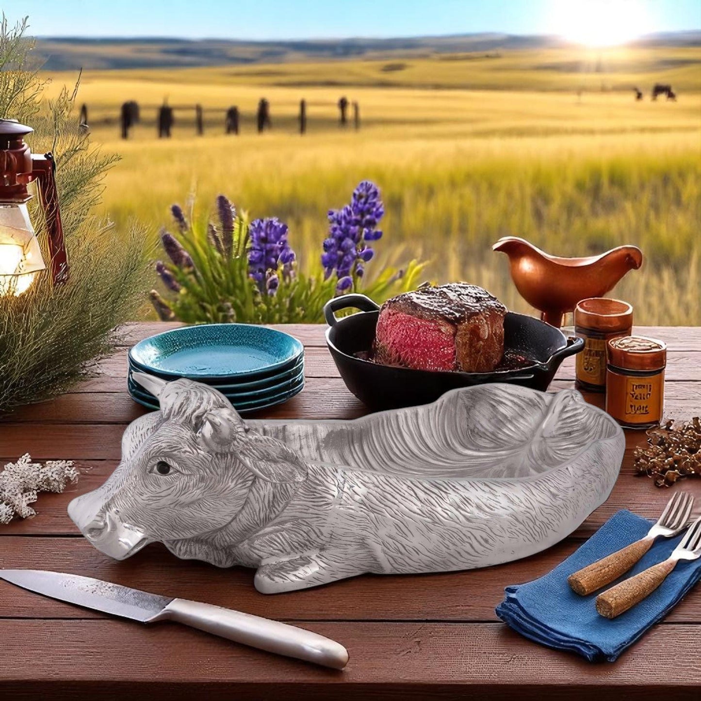 Cow Carving Serving Tray