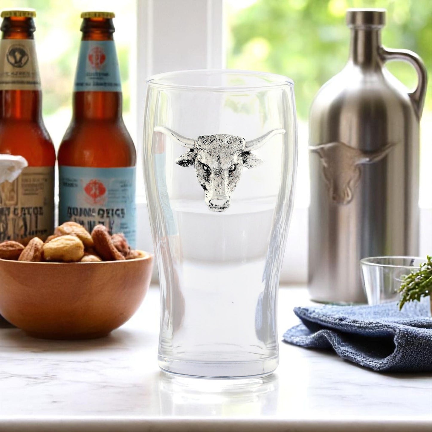 Longhorn Beer Pint Glasses - Set of 4