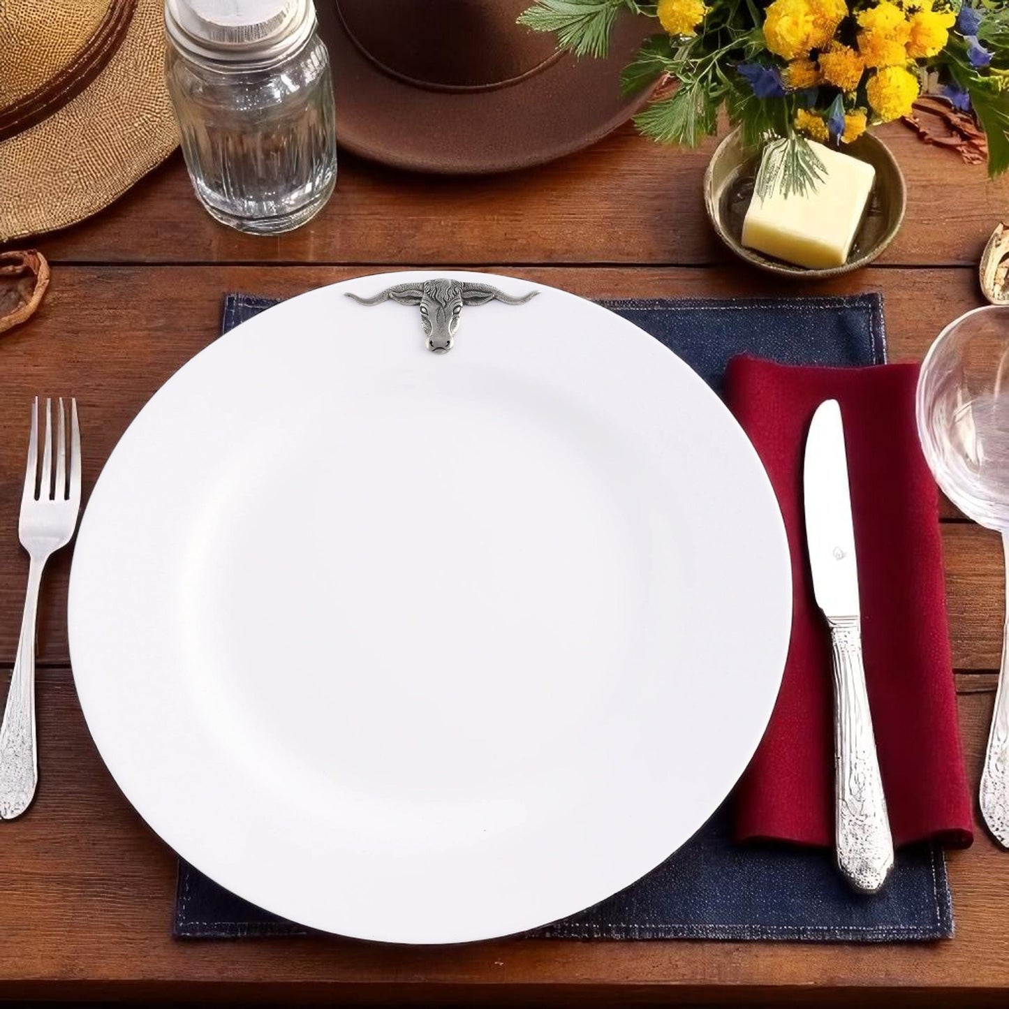 Longhorn Melamine Lunch Plates - Set of 4