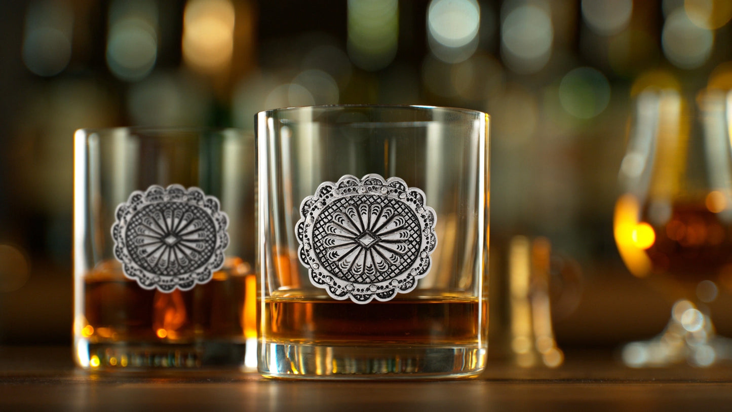 Western Concho Bar Glasses Set of 4