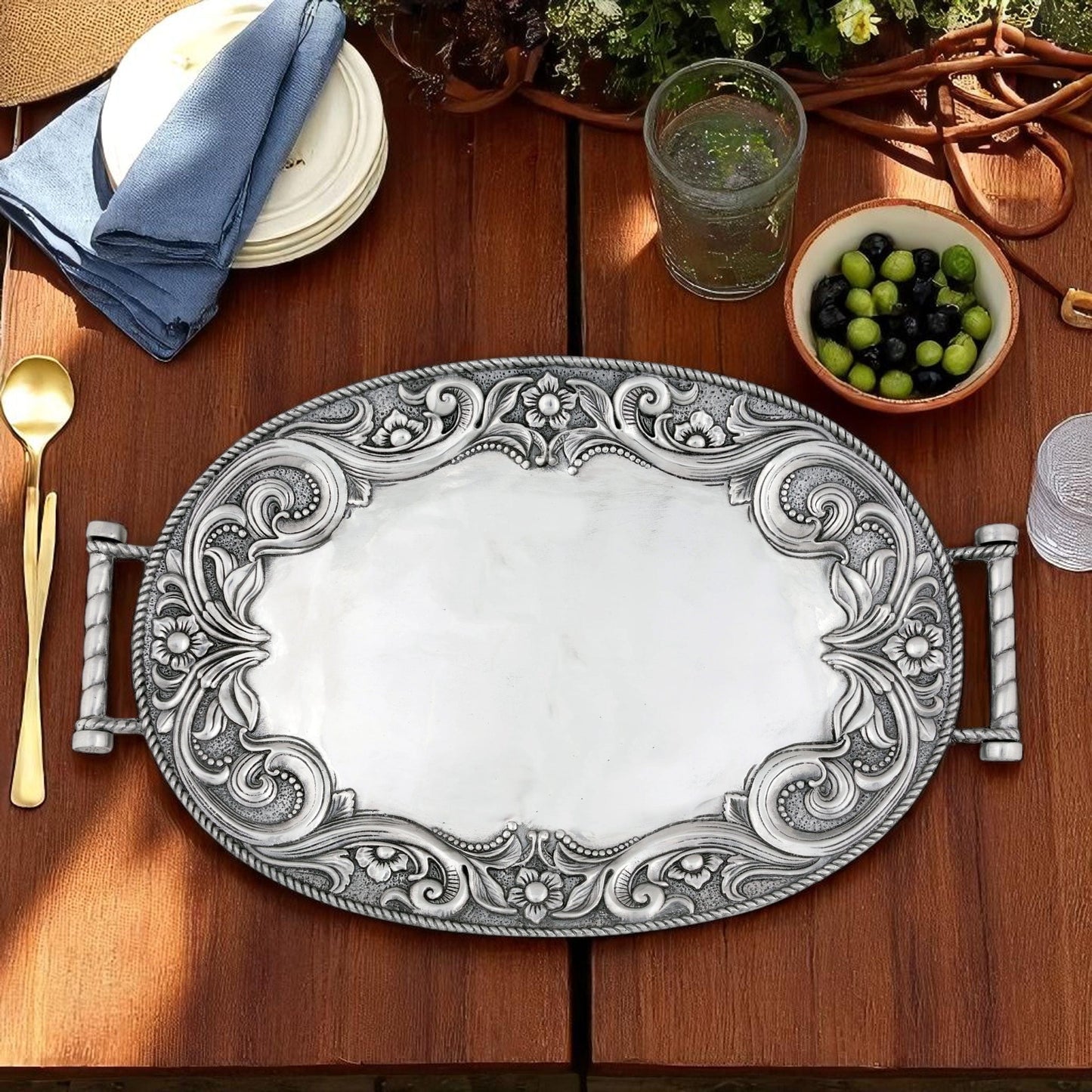 Western Leather Serving Tray