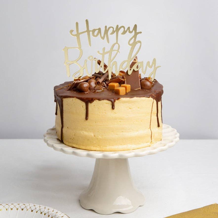 Talking Tables Gold Happy Birthday Cake Topper | Birthday Party |