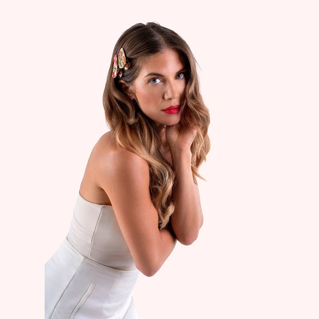 Jeweled Hair Clips - Cream Flora, by Powder Designs