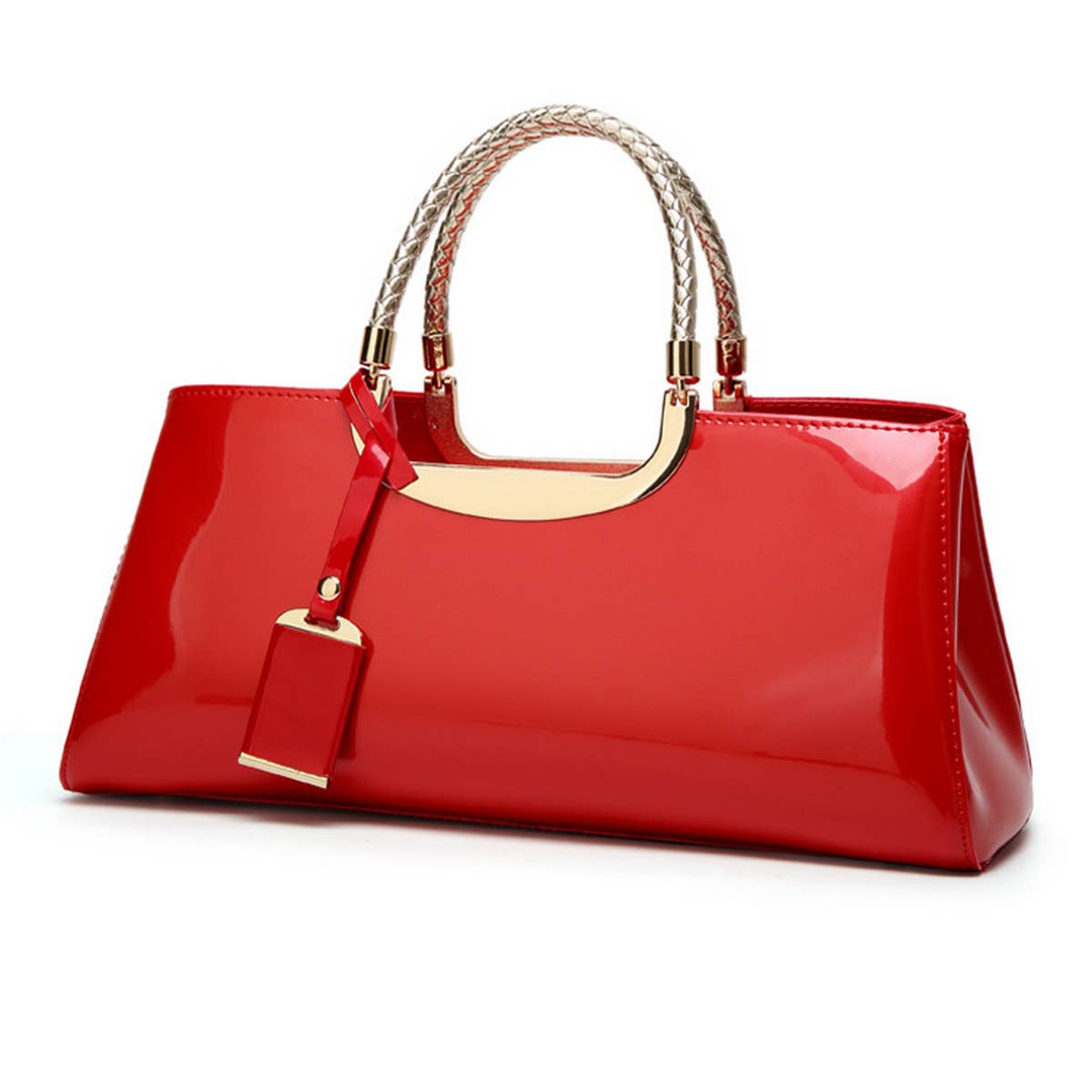 High-Gloss Patent Leather Evening Tote Bag