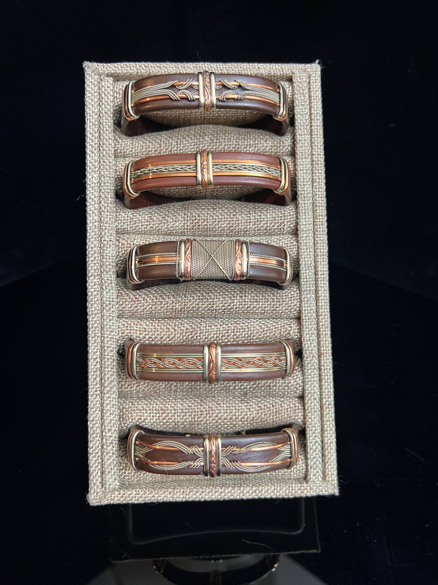 Large Brown Leather Adjustable Cuff Bracelets for Men