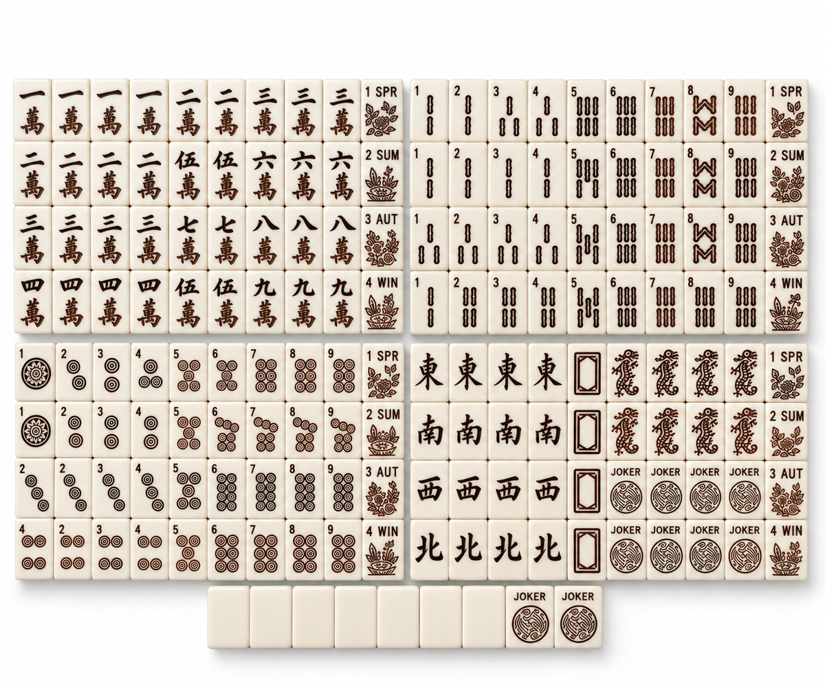 Leopard Print Mahjong Set with Mat, Tile Bag & Gift Box