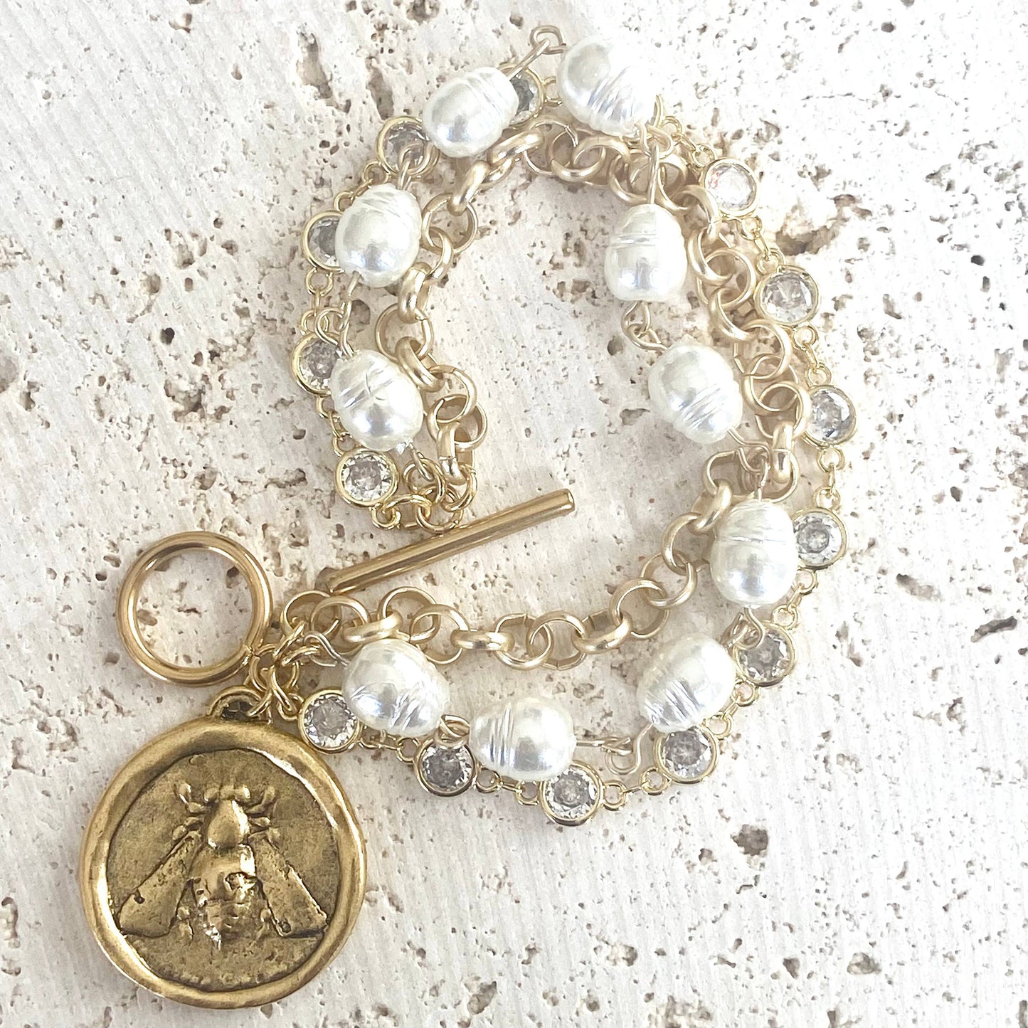 VB & Co. Bee Coin Triple Layered Bracelet (Reversable)