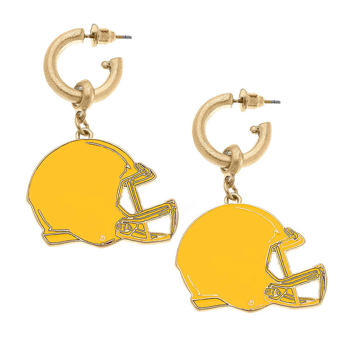 Canvas Style Game Day Football Helmet Enamel Earrings