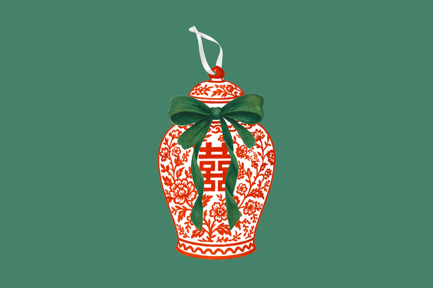 Die-Cut Chinoiserie Ginger Jar Holiday Gift Tag | Set or Ind