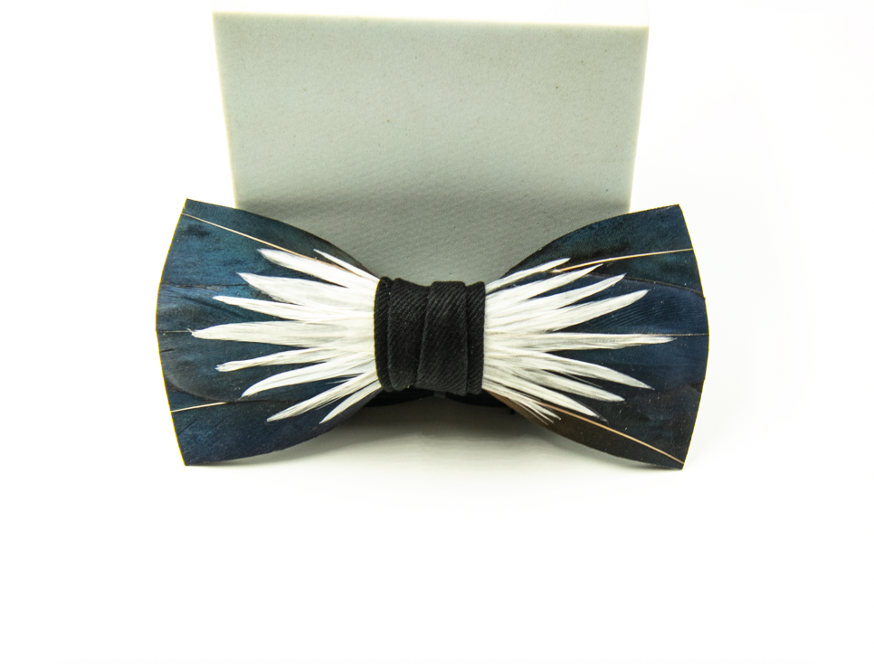 Monarch & Mariposa Feather Bow Tie - Pheasant and Rooster Feathers