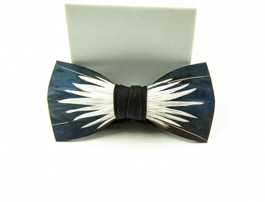 Monarch & Mariposa Feather Bow Tie - Pheasant and Rooster Feathers