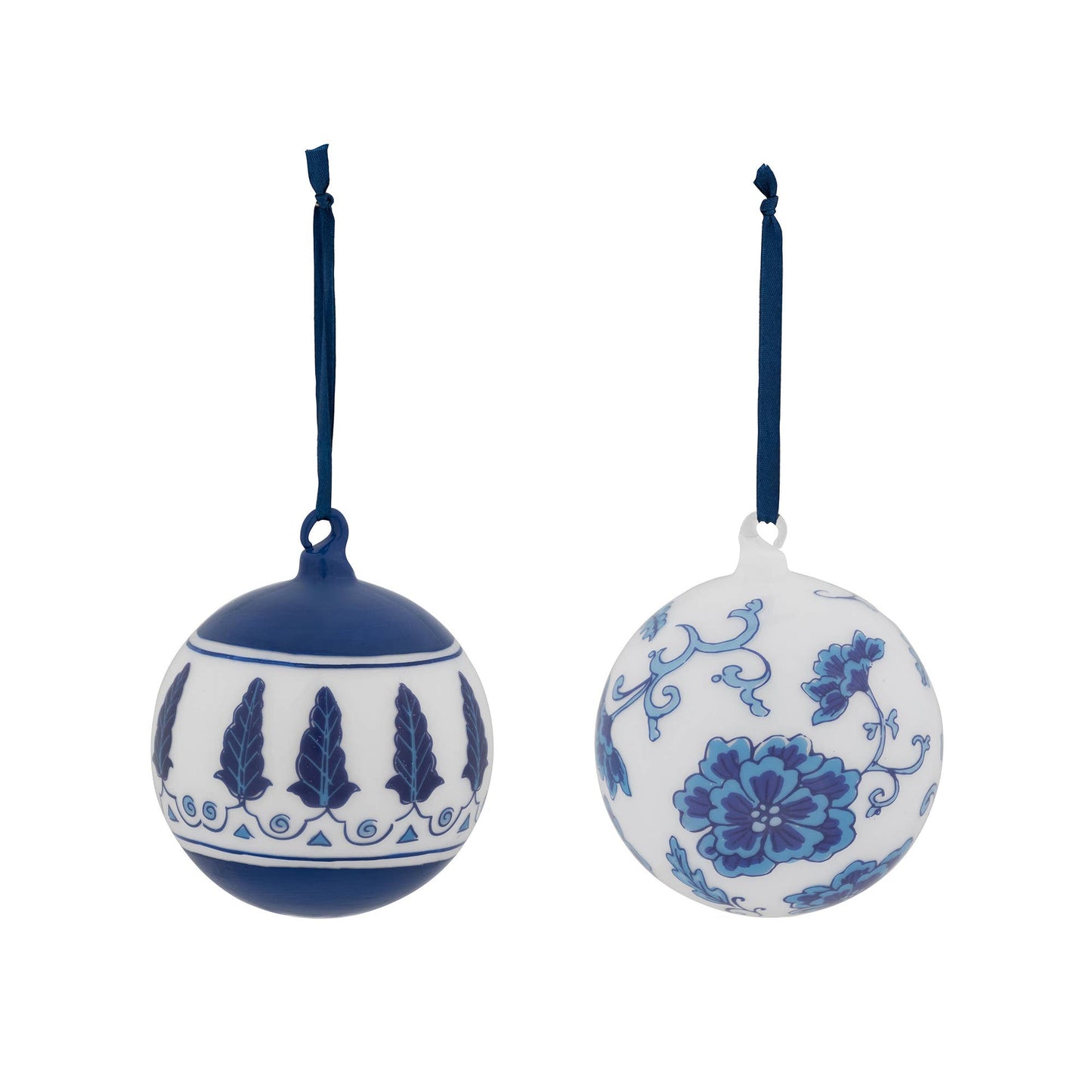 Park Hill Chinoiserie Peony/Feathers Glass Ball Ornament