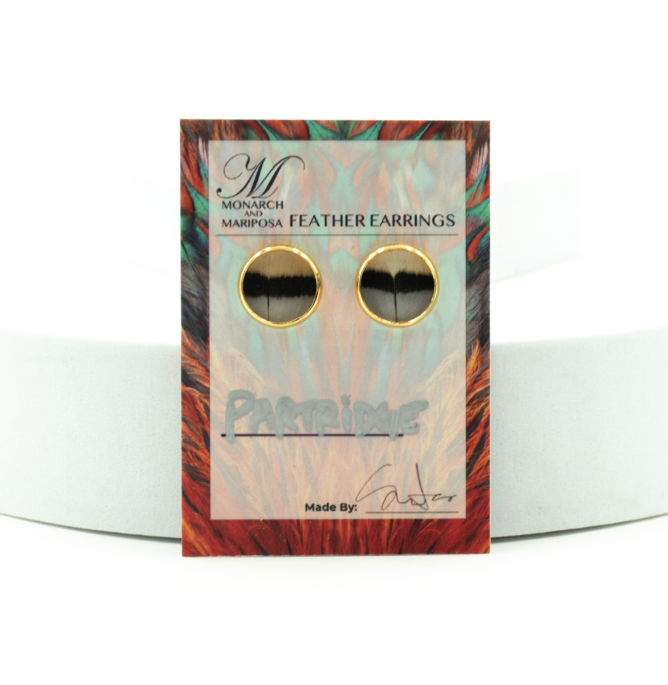 Monarch & Mariposa Feather Stud Earrings - Gold - Choose Style