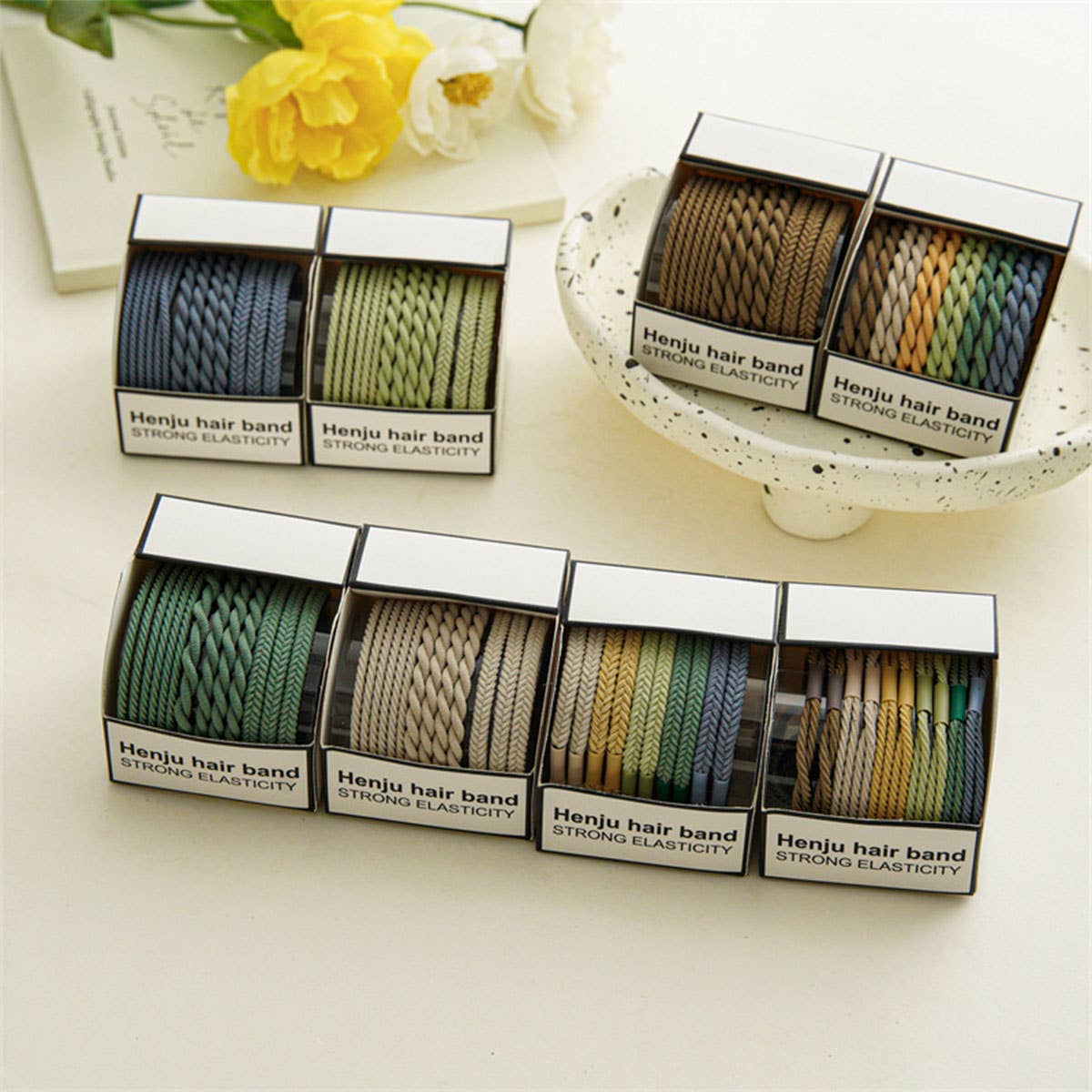 ACCITY Braided Cord Super Stretchy Elastic Hair Ties, 10pcs