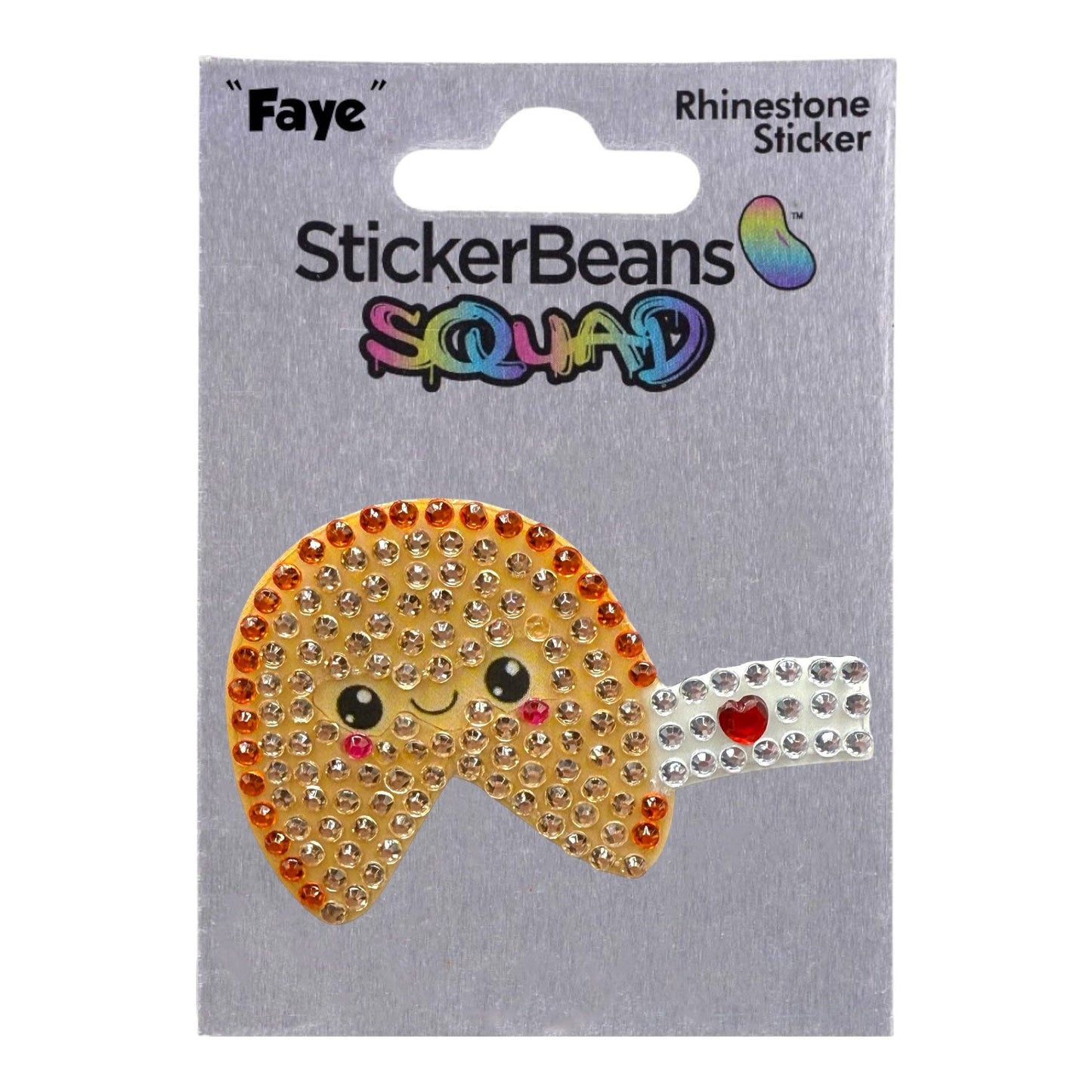 StickerBeans Faye Fortune Cookie Rhinestone Sticker 2" Cut to Shape