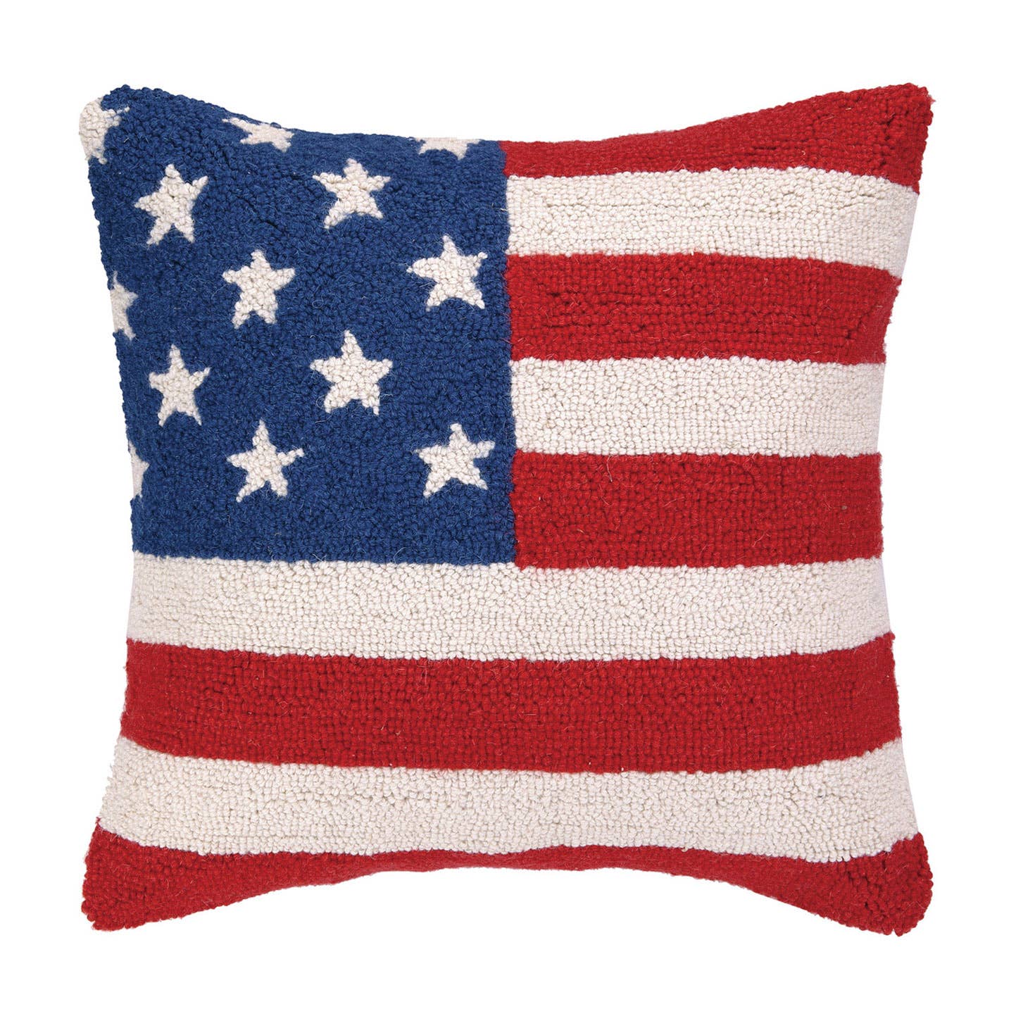 Peking Handicraft USA American Flag Red White and Blue Hook Pillow