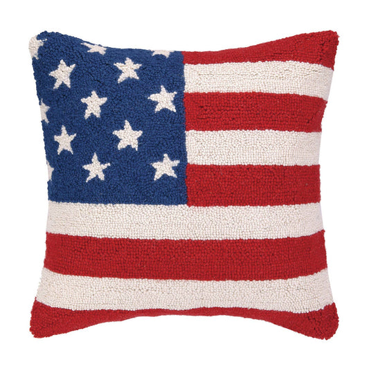 Peking Handicraft USA American Flag Red White and Blue Hook Pillow