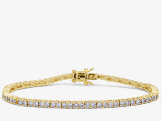 Melinda Maria Baby Heiress Tennis Bracelet, Gold/White, 2mm, 7.5"