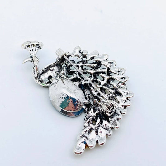 Mio Queena Enamel Colored Rhinestone Peacock Brooch
