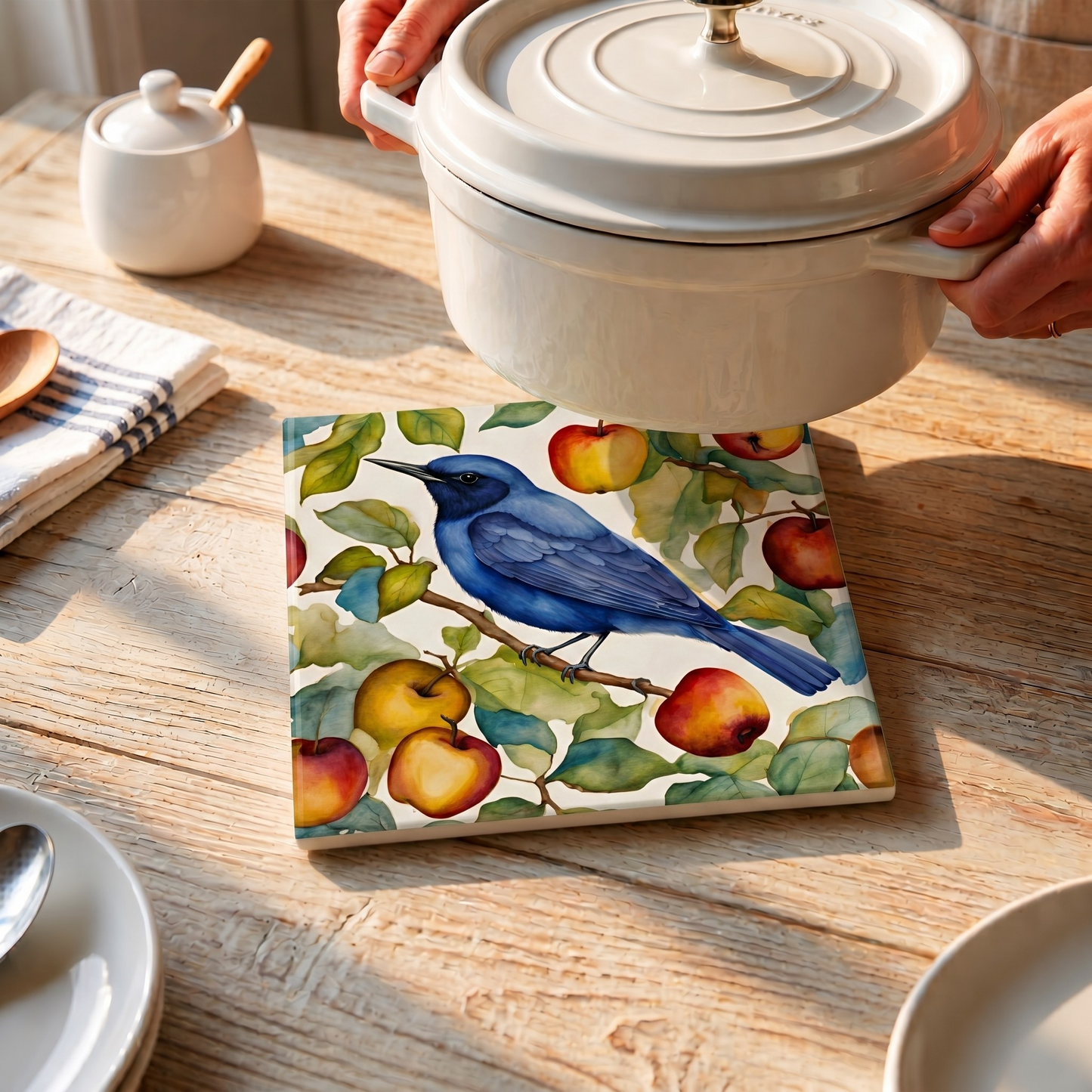 Highland Row Bluebird Ceramic Trivet | Bird Lover Gift | Garden Decor