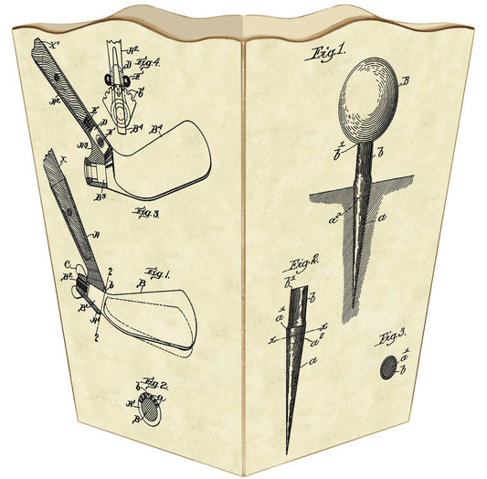 Marye-Kelley Ivory Antique Golf Patent Wastepaper Basket