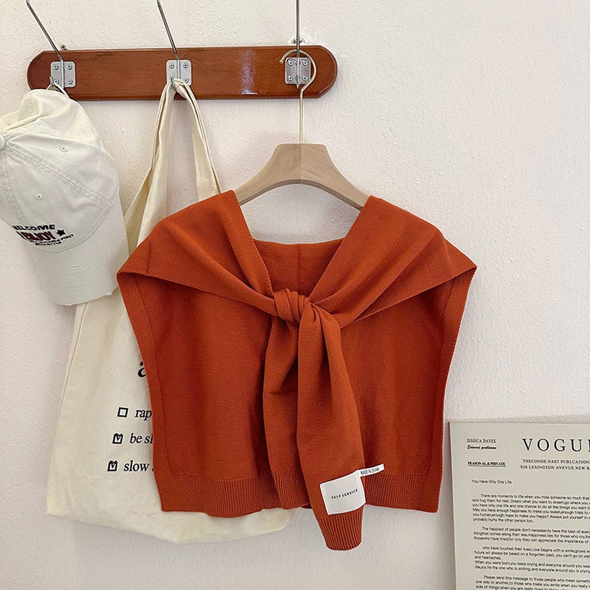 ACCITY Solid Color Knitted Knotted Shawl–Casual & Cozy