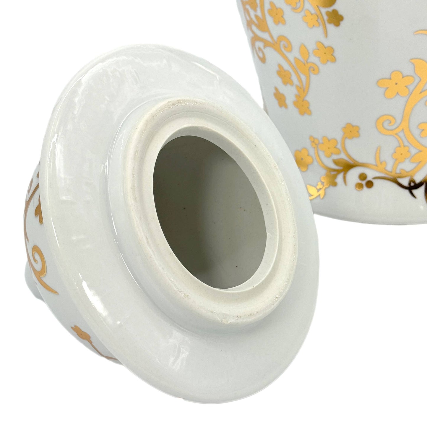 Galt 18" Gold & White Ceramic Floral Blossom Ginger Jar