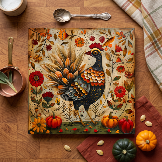 Highland Row Turkey and Pumpkins Ceramic Trivet