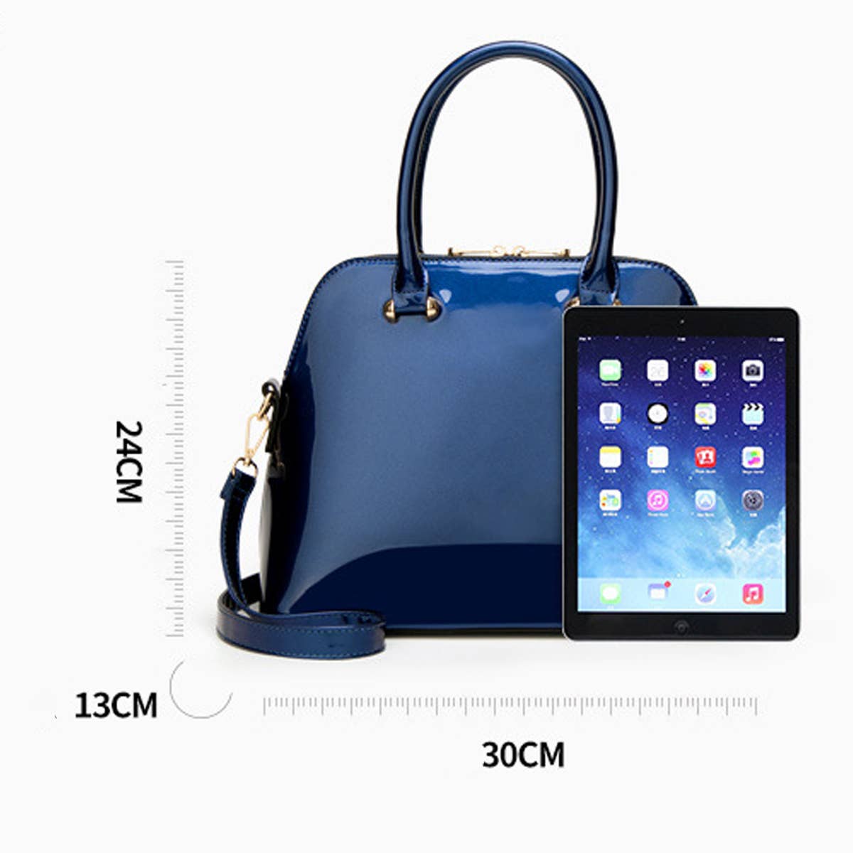 ACCITY Emerald Dome Patent Leather Satchel