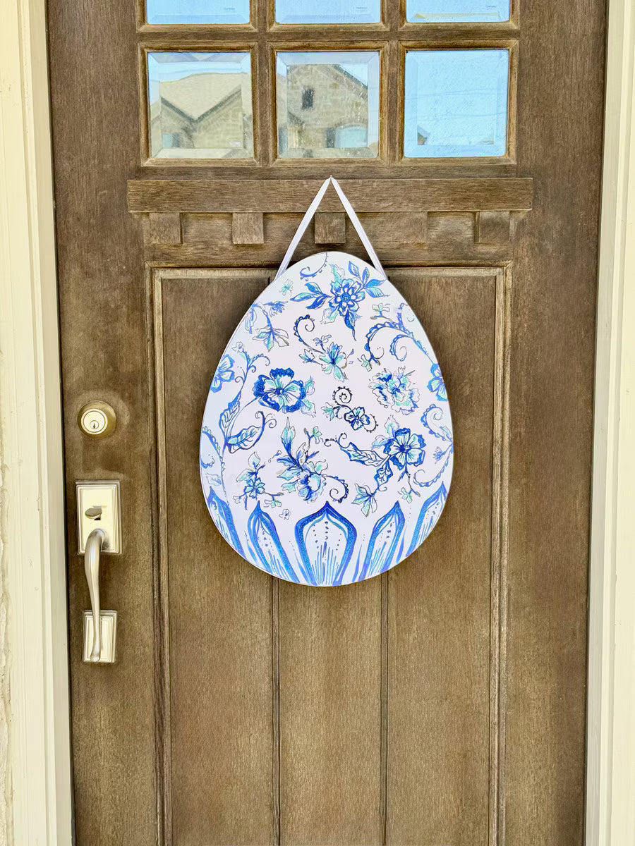 Round Top Posh Blue Egg Door Hanger