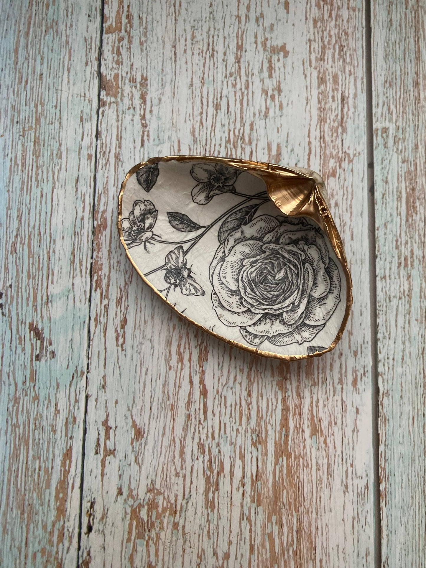 Serenity Shells Black and White Roses