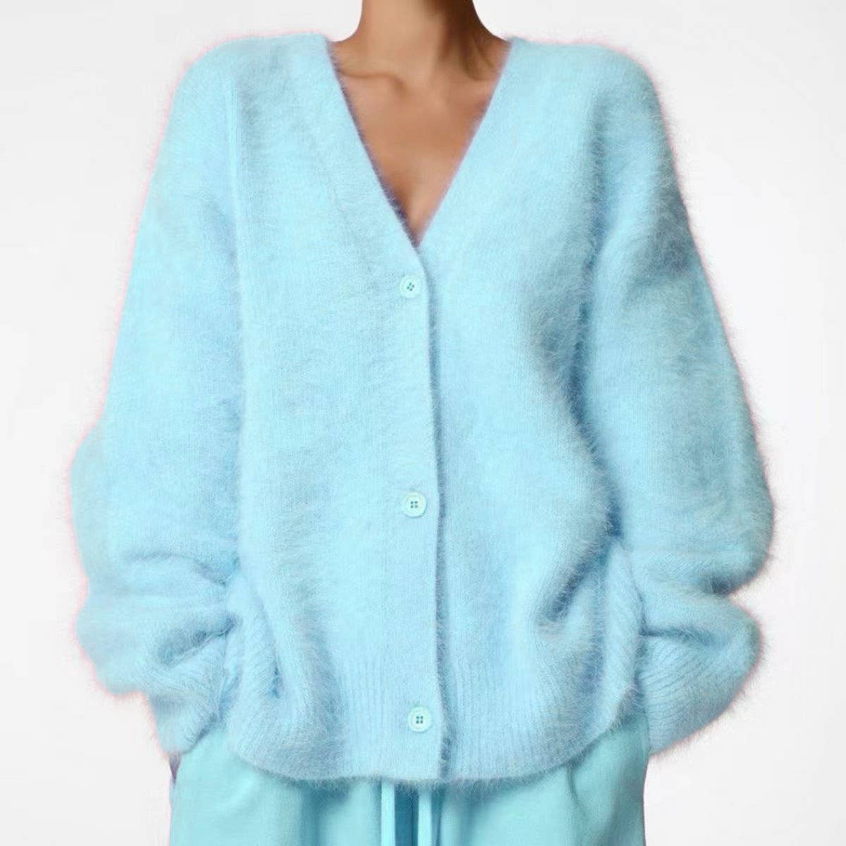 ACCITY Women's Cozy Faux Mink Cardigan Sweater