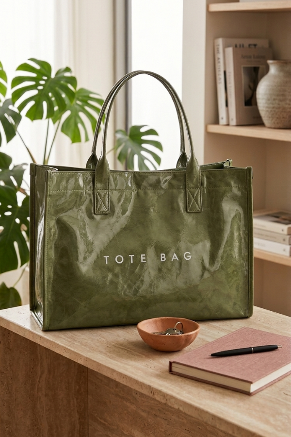 Nash Grey Green Large Capacity Vinyl TOTE BAG
