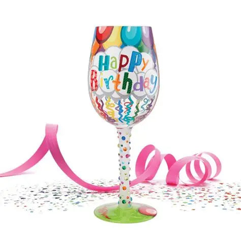 Lolita Birthday Streamers Wine Glass