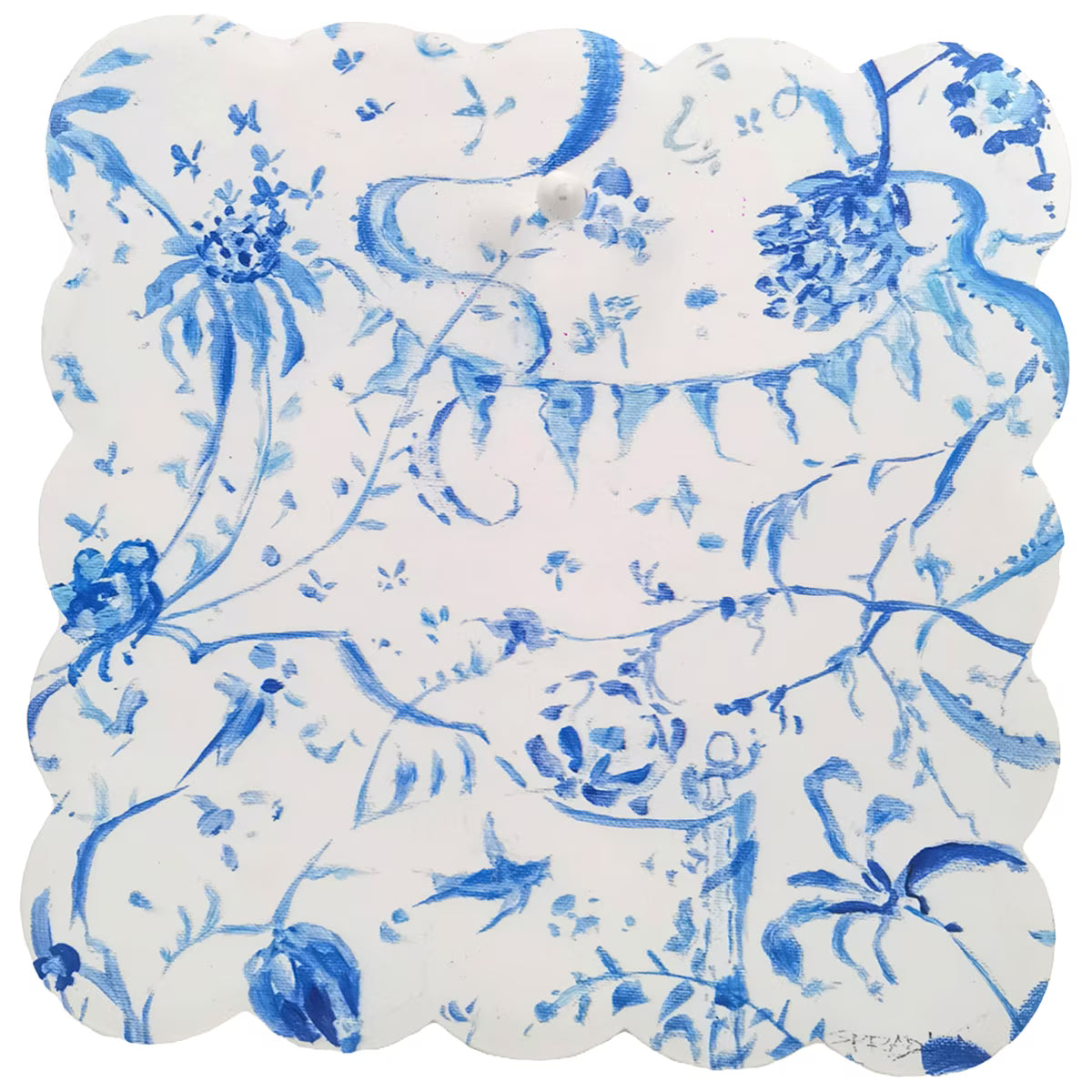 Round Top Gallery Scallop Blue Chinoiserie Display Board