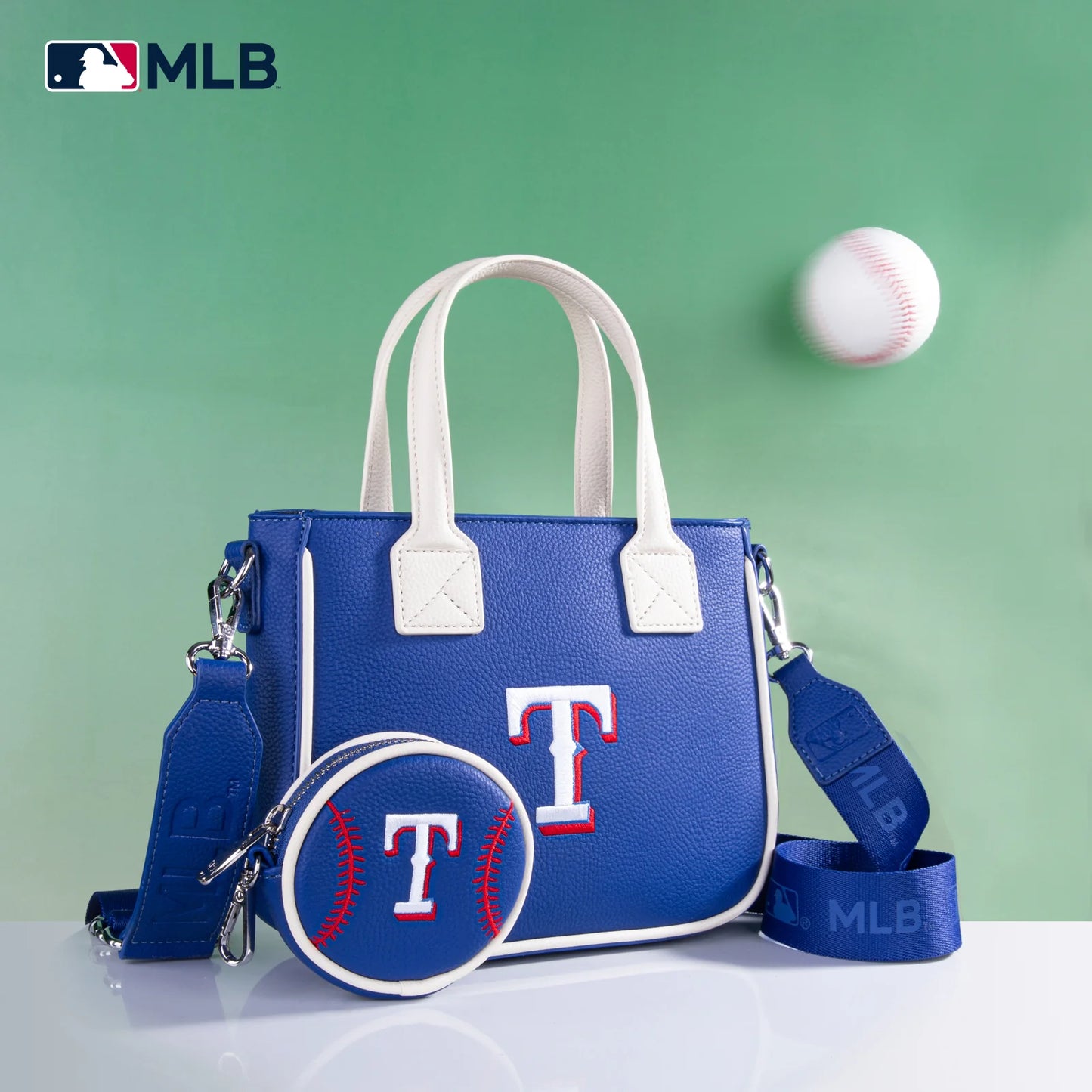 MLB Texas Rangers Women's Tote Bag with Baseball Coin Pouch