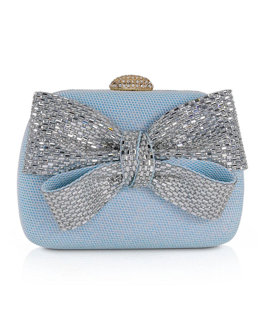 Jewel By Badgley Mischka Jacquard Minaudiere w/ Large Crystal Bow