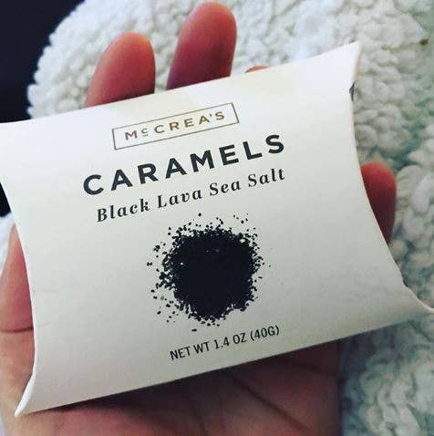 McCrea's Candies Caramels Pillow Box - Black Lava Sea Salt