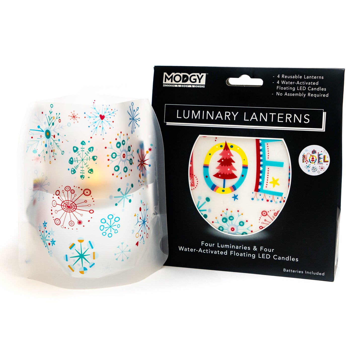 Modgy Luminary - Flakey - Christmas Noel with Snowflakes