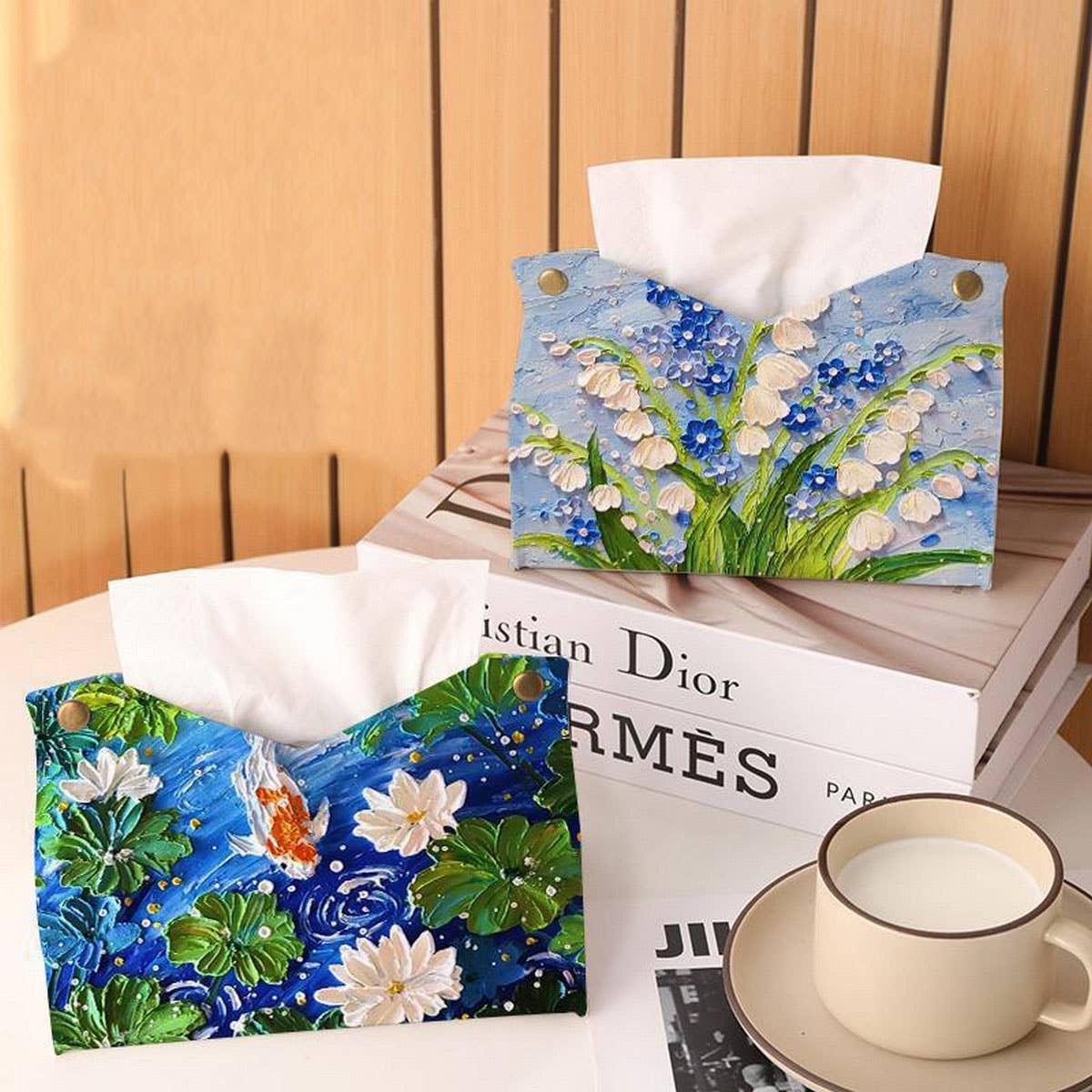 KOI LEATHER TISSUE BOX